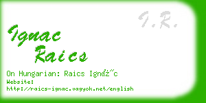ignac raics business card